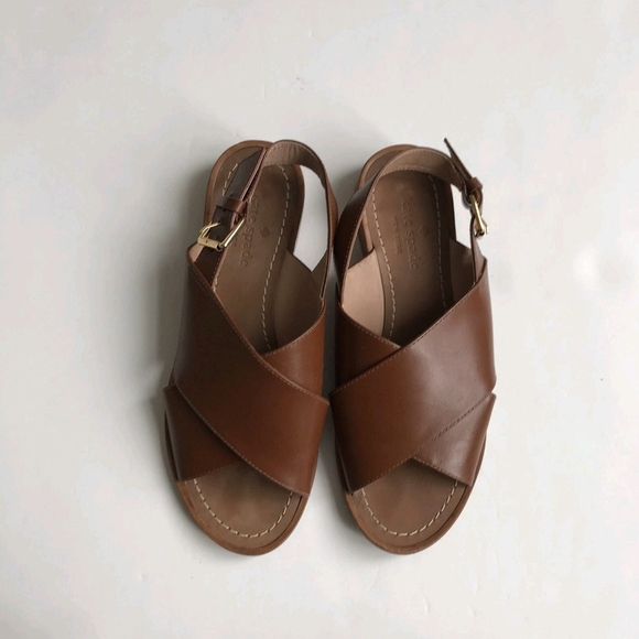 Kate Spade Womens Sandals Brown Leather Straps Side Buckles 3/4" Heel Size 6 M - Picture 3 of 9